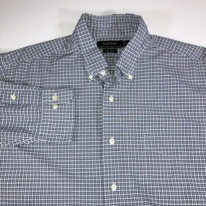 Lauren Ralph Lauren Mens Shirt 16.5 Black Blue Micro Gingham Check Long Sleeve